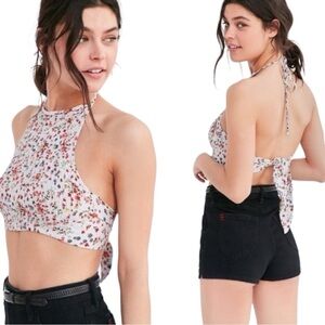 Urban Outfitters Floral Halter Crop Top Size Small Boho Cottage Coquette